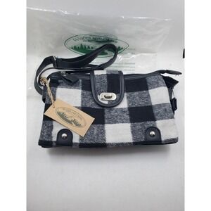 Woodland Creek crossbody purse - black and white plaid flannel